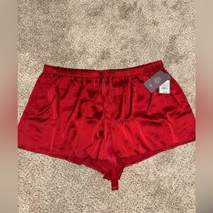 Auden Red Satin Pajama Shorts